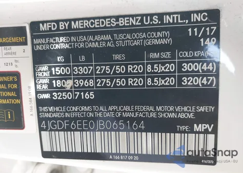 2018 Mercedes-Benz Gls 450 4Matic из США, поврежденный, VIN 4JGDF6EE0JB065164